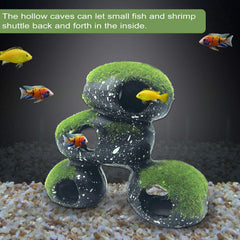PINVNBY Stone Aquarium Hideaway texture closeup highlights the realistic rocky surface.