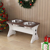 Piskyet elevated dog bowls stand with dual bowls for easy feeding