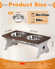 Piskyet two stainless steel bowls shine in the stand for clean meals.