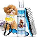 Pjordo dog detangler spray bottle for easy grooming and tangle-free coat.