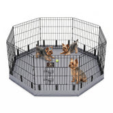 PJYuCien dog playpen bottom pad closeup for spill containment and cleaning ease.
