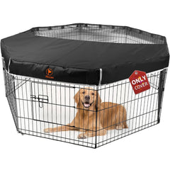 PJYuCien top cover for dog playpen, side view with breathable mesh.