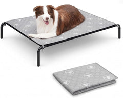 PJYuCien elevated dog bed with 48-inch frame for large dogs, showcasing sturdy construction.