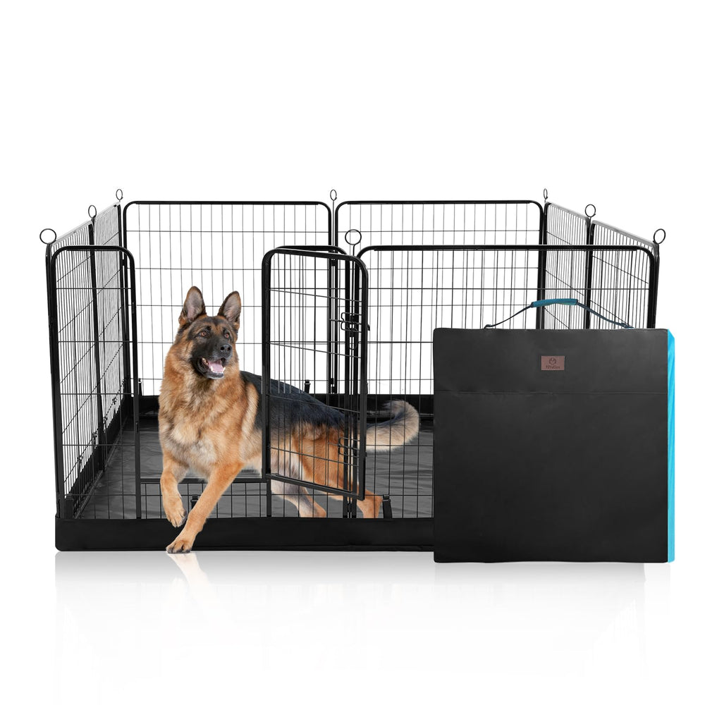 PJYuCien dog playpen with storage bag set up for travel