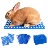 Planet Rabbit blue cage mats on cage floor protecting feet.