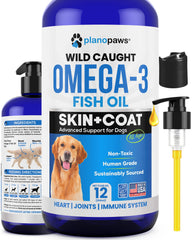 Planopaws Omega3 for dogs bottle with pump for easy daily dosing