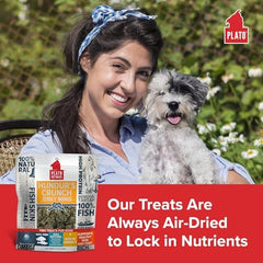 PLATO one-ingredient cod skin dog treat; simple, natural snack for healthy digestion.