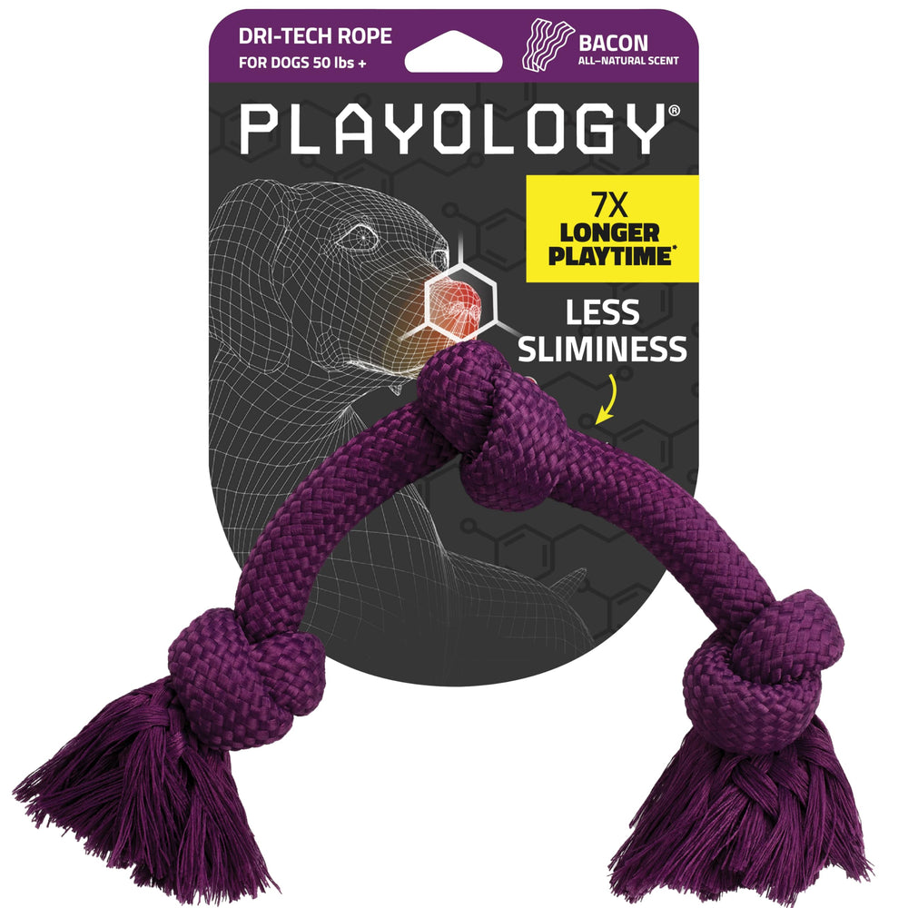 Playology Dri-Tech rope tug for medium dogs, offering longer play and durability.