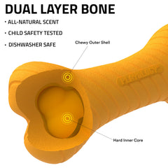 Playology dual layer bone cheddar inner core view for lasting chew sessions