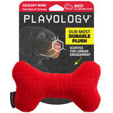 Playology plush squeaky bone toy for interactive fetch and chewing.