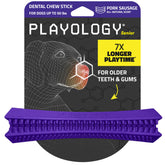 Playology senior dental chew stick for aging dogs with grooved cleaning design