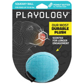 Playology squeaky ball with peanut butter scent, front view, invites interactive play.