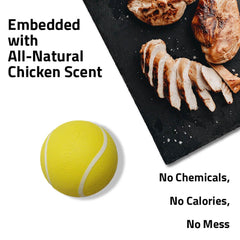 Squeaky ball floats for water fetch in pools or lakes.
