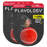 Playology squeaky chew ball beef-scent closeup boosts dog engagement during play