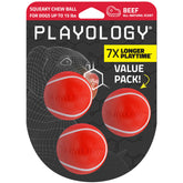 Playology squeaky chew ball for small dogs with beef scent.