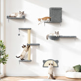 PLEKER 5-in-1 wall shelves: double-layer bed with hideaway cave for cats' comfort