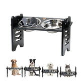PLITTPETTS elevated dog bowls on bamboo stand reduce neck strain during meals.