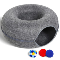 PLIISLUP large cat tunnel bed in dark grey, top view for multi-cat play.
