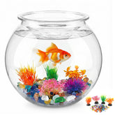 Plus tard 1 gallon round fish bowl in crystal clear plastic for optimal viewing.