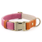Plutus Pet genuine leather and hemp dog collar in pink for all-day comfort