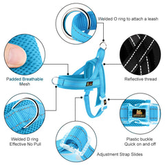Plutus Pet No Pull Harness with breathable mesh padding for comfort.