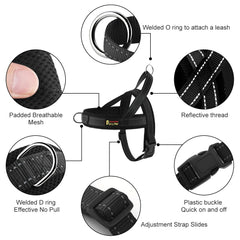 Plutus Pet No Pull harness chest D-ring for training and gentle leash control.