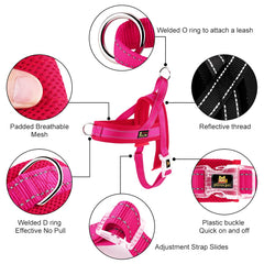 PLUTUS PET Quick Fit buckle harness in pink XL for easy on-off.