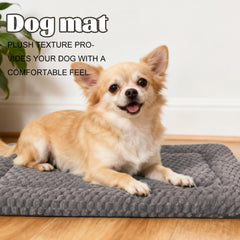 Pobopobo dog bed crate mat with reversible canvas side for year-round comfort.