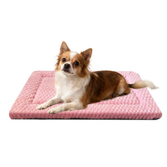 Pobopobo dog bed crate mat with reversible plush and canvas for all-season comfort.
