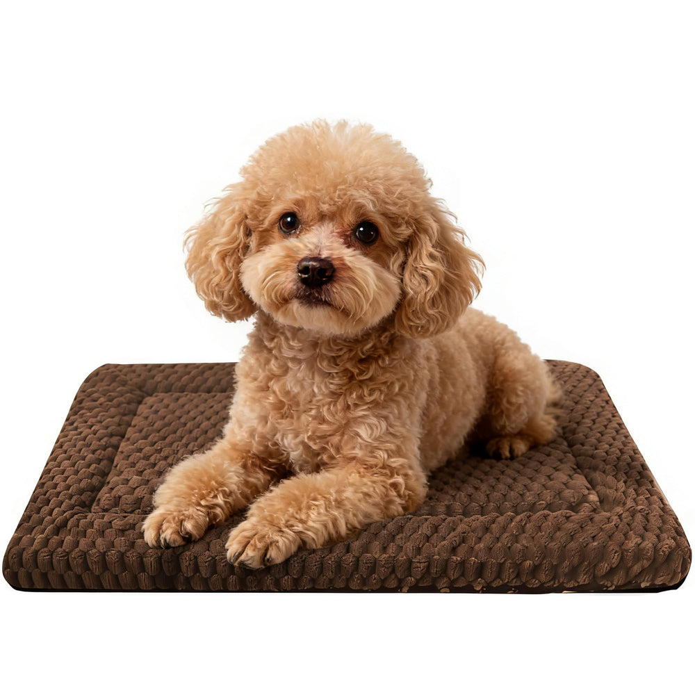 Pobopobo dog bed crate mat with reversible soft side for cozy warmth.