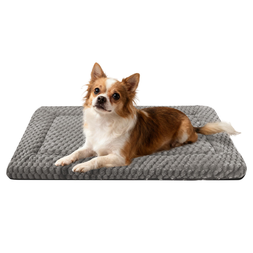 Pobopobo dog bed crate mat with soft plush side for cozy warmth