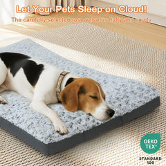 POCBLUE Deluxe dog bed side profile showing durable Oxford fabric and structure