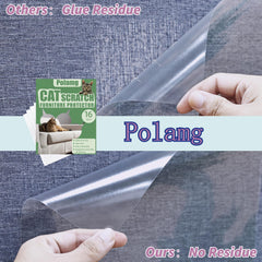 Polamg cat scratch protector install-on-couch shows quick, easy placement with no pins.