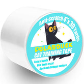 Polarduck clear cat-scratch-tape on couch deters claws while blending with decor.