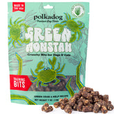 Polkadog Green Crab & Kelp Crunchy Training Bits closeup show bite-sized rewards