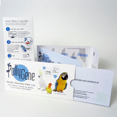 Pollygene parrot DNA test kit visual: clear, home-friendly gender reveal for your feathered companion
