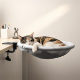 POMESEA adjustable cat desk bed with sunken design for cozy perched naps and focus