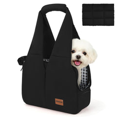 PONEISH dog purse carrier front view with sturdy bottom for stability