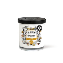 Poo-Pourri Pet-Pourri Canine Coconut Candle front label shows plant-based wax for pet-friendly homes
