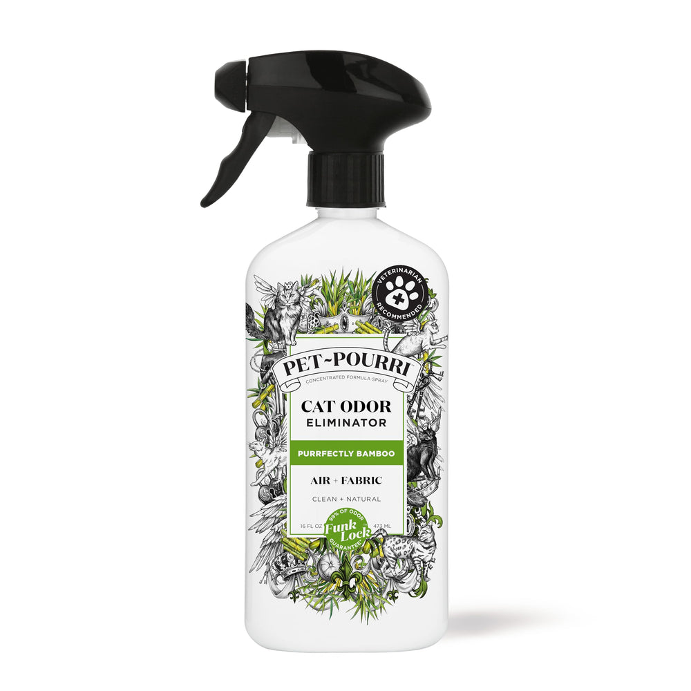 Poo-Pourri Purrfectly Bamboo air deodorizer freshens air and neutralizes odors.