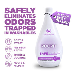 POOPH laundry additive boosts odor removal in clothes and linens.
