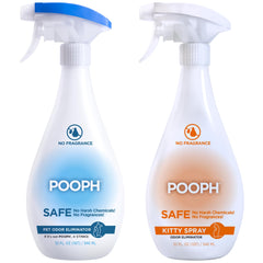 POOPH two-pack odor eliminator bottles for home use.