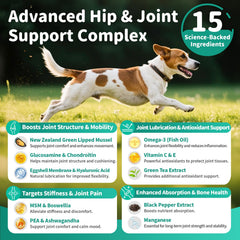 POPPAW joint supplement label closeup highlighting 15-in-1 formula.