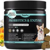 POPPAW probiotic dog bottle shows daily gut balance potential.