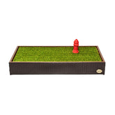 Porch Potty with artificial grass pad demonstrated for mess-free setup and easy cleaning