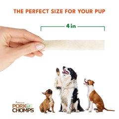 Dog enjoying Pork Chomps chew during playtime.