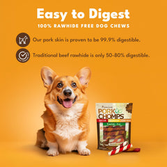 Pork Chomps twist texture close-up highlighting durable chew