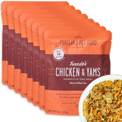Portland Pet Food Company fresh dog food pouch for convenient shelf-stable meals.