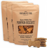 Portland Pumpkin Dog Treats 3-pack close-up shows crunchy texture for training