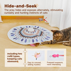 Potaroma feather wand triggers unpredictable chases for hunting play.